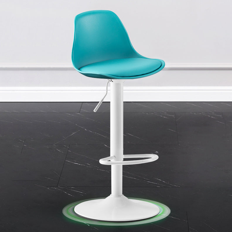 Metal Contemporary Kitchen Dining Room Armless Stool Adjustable Height Barstool Lake Blue White 1 Piece Clearhalo 'Bar Furniture' 'Bar Stools' 'bar_stools' 'furn' 'furn_bar_stools' 'Furniture' 'furniture_bar_stools' 'Kitchen & Dining Furniture' 4780443