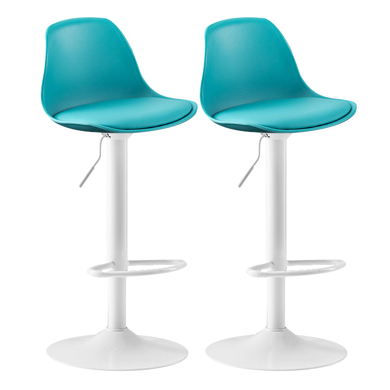 Metal Contemporary Kitchen Dining Room Armless Stool Adjustable Height Barstool Lake Blue White 2 Piece Set Clearhalo 'Bar Furniture' 'Bar Stools' 'bar_stools' 'furn' 'furn_bar_stools' 'Furniture' 'furniture_bar_stools' 'Kitchen & Dining Furniture' 4780444