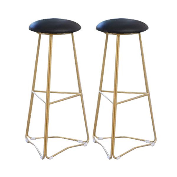 Contemporary Bar and Counter Stool Backless Stool with Metal Base Black 2 Piece Set Clearhalo 'Bar Furniture' 'Bar Stools' 'bar_stools' 'furn' 'furn_bar_stools' 'Furniture' 'furniture_bar_stools' 'Kitchen & Dining Furniture' 4780449