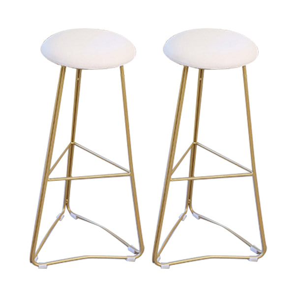 Contemporary Bar and Counter Stool Backless Stool with Metal Base White 2 Piece Set Clearhalo 'Bar Furniture' 'Bar Stools' 'bar_stools' 'furn' 'furn_bar_stools' 'Furniture' 'furniture_bar_stools' 'Kitchen & Dining Furniture' 4780452