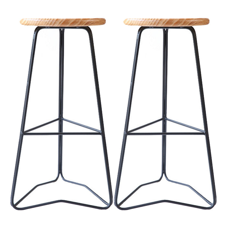 Contemporary Bar and Counter Stool Backless Stool with Metal Base Gold-Black 2 Piece Set Clearhalo 'Bar Furniture' 'Bar Stools' 'bar_stools' 'furn' 'furn_bar_stools' 'Furniture' 'furniture_bar_stools' 'Kitchen & Dining Furniture' 4780458