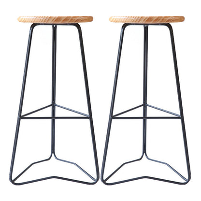 Contemporary Bar and Counter Stool Backless Stool with Metal Base Gold-Black 2 Piece Set Clearhalo 'Bar Furniture' 'Bar Stools' 'bar_stools' 'furn' 'furn_bar_stools' 'Furniture' 'furniture_bar_stools' 'Kitchen & Dining Furniture' 4780458