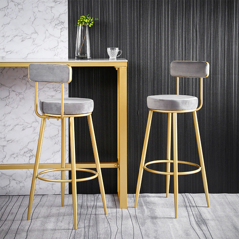 Scandinavian Upholstered Bar Stools Luxury Counter Stools with Metal Legs Clearhalo 'Bar Furniture' 'Bar Stools' 'bar_stools' 'furn' 'furn_bar_stools' 'Furniture' 'furniture_bar_stools' 'Kitchen & Dining Furniture' 4780465