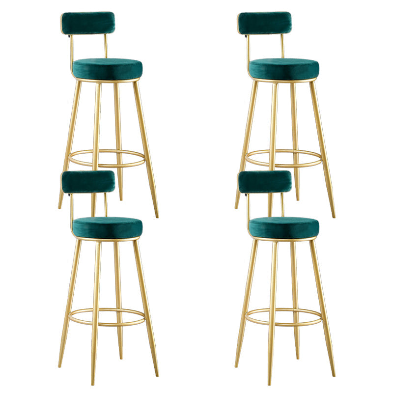 Scandinavian Upholstered Bar Stools Luxury Counter Stools with Metal Legs Blue 4 Piece Set Clearhalo 'Bar Furniture' 'Bar Stools' 'bar_stools' 'furn' 'furn_bar_stools' 'Furniture' 'furniture_bar_stools' 'Kitchen & Dining Furniture' 4780468