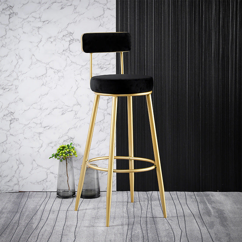 Scandinavian Upholstered Bar Stools Luxury Counter Stools with Metal Legs Black 1 Piece Clearhalo 'Bar Furniture' 'Bar Stools' 'bar_stools' 'furn' 'furn_bar_stools' 'Furniture' 'furniture_bar_stools' 'Kitchen & Dining Furniture' 4780469