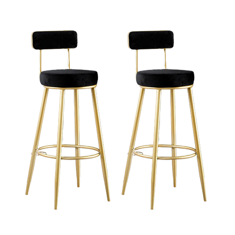 Scandinavian Upholstered Bar Stools Luxury Counter Stools with Metal Legs Black 2 Piece Set Clearhalo 'Bar Furniture' 'Bar Stools' 'bar_stools' 'furn' 'furn_bar_stools' 'Furniture' 'furniture_bar_stools' 'Kitchen & Dining Furniture' 4780471