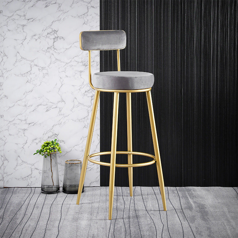 Scandinavian Upholstered Bar Stools Luxury Counter Stools with Metal Legs Grey 1 Piece Clearhalo 'Bar Furniture' 'Bar Stools' 'bar_stools' 'furn' 'furn_bar_stools' 'Furniture' 'furniture_bar_stools' 'Kitchen & Dining Furniture' 4780476