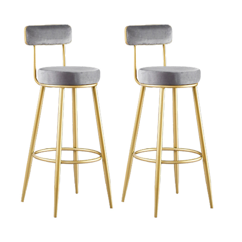 Scandinavian Upholstered Bar Stools Luxury Counter Stools with Metal Legs Grey 2 Piece Set Clearhalo 'Bar Furniture' 'Bar Stools' 'bar_stools' 'furn' 'furn_bar_stools' 'Furniture' 'furniture_bar_stools' 'Kitchen & Dining Furniture' 4780478