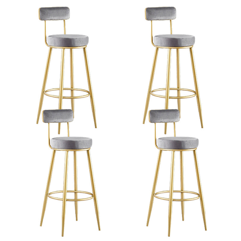 Scandinavian Upholstered Bar Stools Luxury Counter Stools with Metal Legs Grey 4 Piece Set Clearhalo 'Bar Furniture' 'Bar Stools' 'bar_stools' 'furn' 'furn_bar_stools' 'Furniture' 'furniture_bar_stools' 'Kitchen & Dining Furniture' 4780479