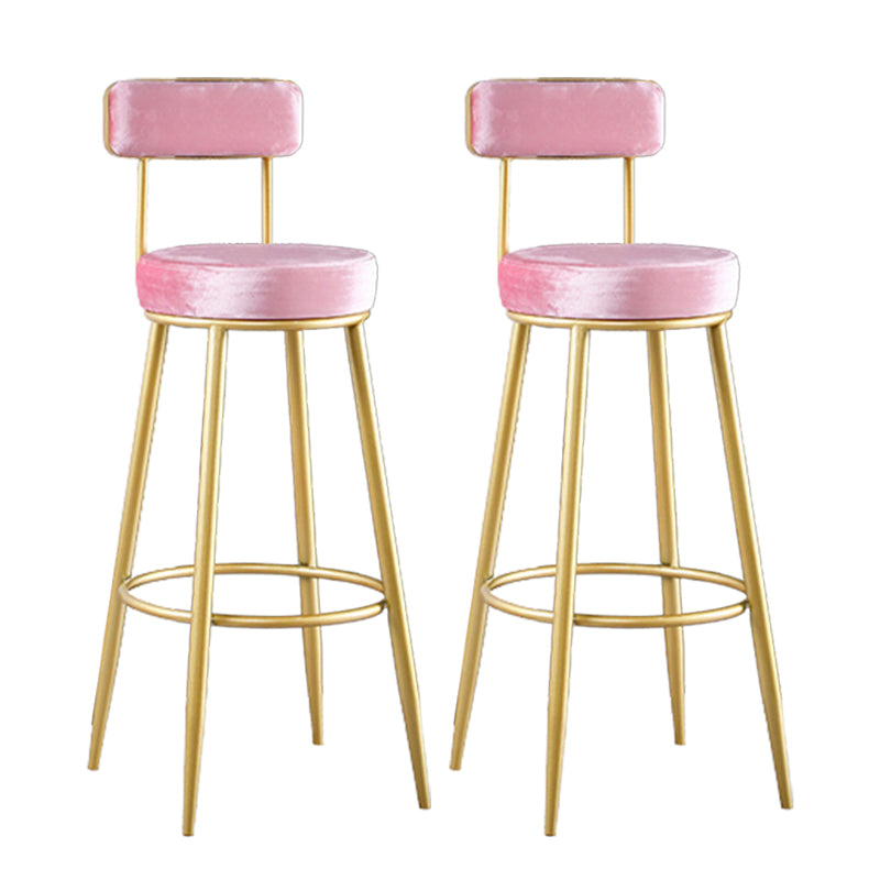 Scandinavian Upholstered Bar Stools Luxury Counter Stools with Metal Legs Pink 2 Piece Set Clearhalo 'Bar Furniture' 'Bar Stools' 'bar_stools' 'furn' 'furn_bar_stools' 'Furniture' 'furniture_bar_stools' 'Kitchen & Dining Furniture' 4780481
