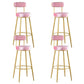 Scandinavian Upholstered Bar Stools Luxury Counter Stools with Metal Legs Pink 4 Piece Set Clearhalo 'Bar Furniture' 'Bar Stools' 'bar_stools' 'furn' 'furn_bar_stools' 'Furniture' 'furniture_bar_stools' 'Kitchen & Dining Furniture' 4780482