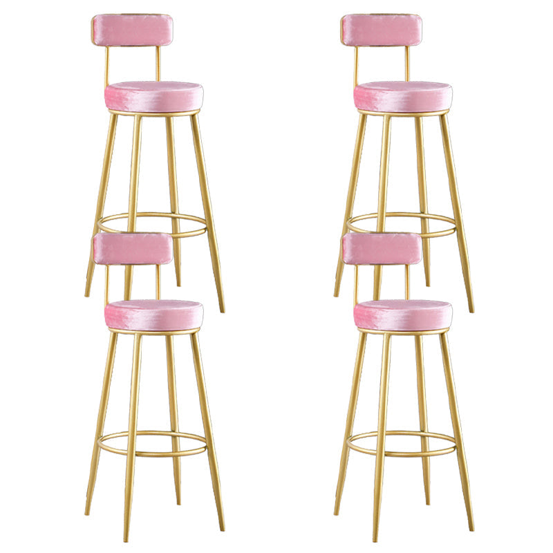 Scandinavian Upholstered Bar Stools Luxury Counter Stools with Metal Legs Pink 4 Piece Set Clearhalo 'Bar Furniture' 'Bar Stools' 'bar_stools' 'furn' 'furn_bar_stools' 'Furniture' 'furniture_bar_stools' 'Kitchen & Dining Furniture' 4780482