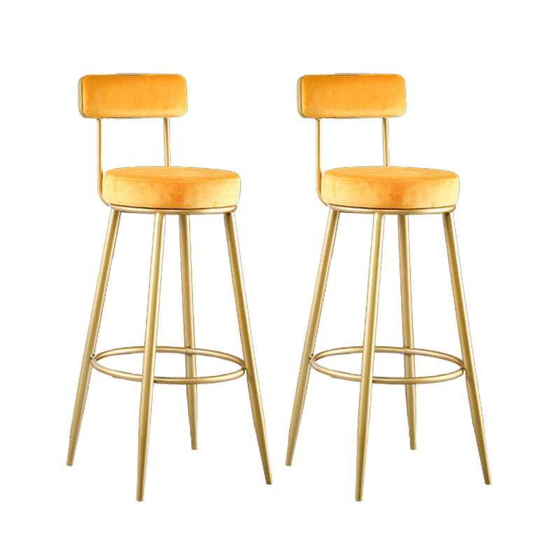 Scandinavian Upholstered Bar Stools Luxury Counter Stools with Metal Legs Yellow 2 Piece Set Clearhalo 'Bar Furniture' 'Bar Stools' 'bar_stools' 'furn' 'furn_bar_stools' 'Furniture' 'furniture_bar_stools' 'Kitchen & Dining Furniture' 4780484