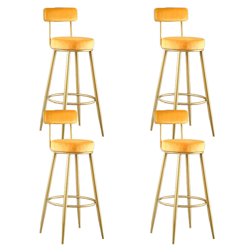 Scandinavian Upholstered Bar Stools Luxury Counter Stools with Metal Legs Yellow 4 Piece Set Clearhalo 'Bar Furniture' 'Bar Stools' 'bar_stools' 'furn' 'furn_bar_stools' 'Furniture' 'furniture_bar_stools' 'Kitchen & Dining Furniture' 4780485