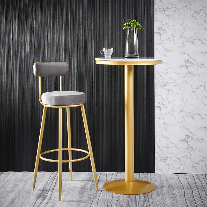 Scandinavian Upholstered Bar Stools Luxury Counter Stools with Metal Legs Blackish Green 1 Piece Clearhalo 'Bar Furniture' 'Bar Stools' 'bar_stools' 'furn' 'furn_bar_stools' 'Furniture' 'furniture_bar_stools' 'Kitchen & Dining Furniture' 4780486