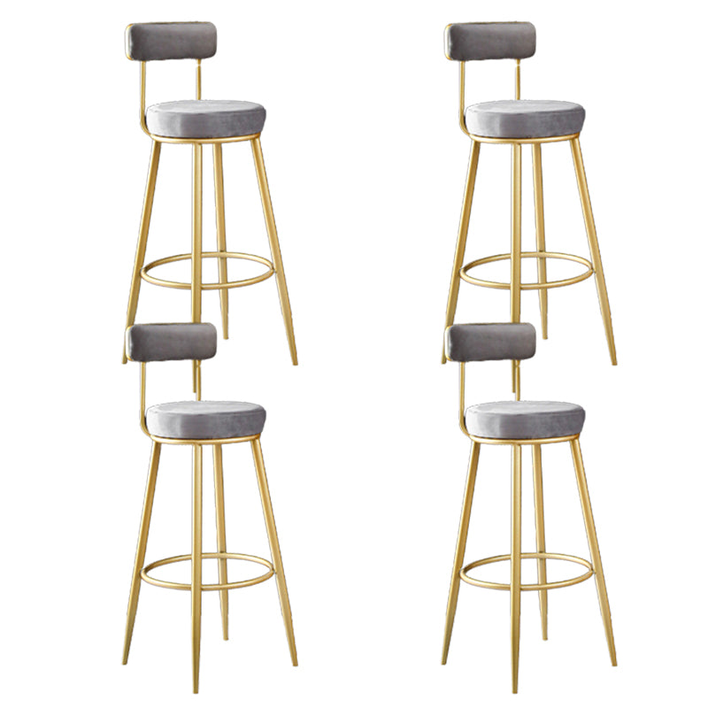 Scandinavian Upholstered Bar Stools Luxury Counter Stools with Metal Legs Blackish Green 4 Piece Set Clearhalo 'Bar Furniture' 'Bar Stools' 'bar_stools' 'furn' 'furn_bar_stools' 'Furniture' 'furniture_bar_stools' 'Kitchen & Dining Furniture' 4780488