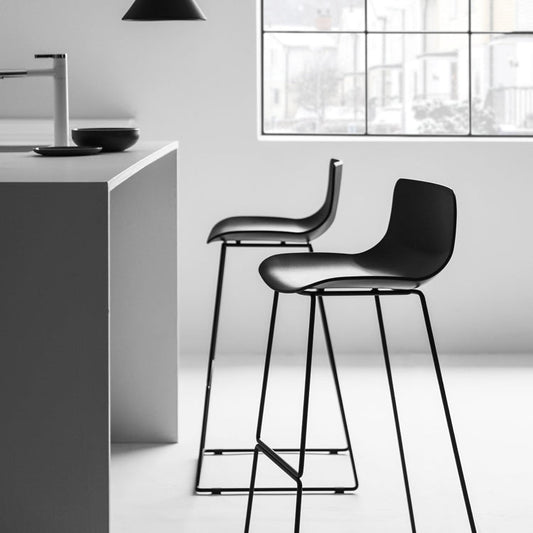 Modern Style Plastic Armless Stools Low Back Counter Stools with Metal Base Clearhalo 'Bar Furniture' 'Bar Stools' 'bar_stools' 'furn' 'furn_bar_stools' 'Furniture' 'furniture_bar_stools' 'Kitchen & Dining Furniture' 4780497