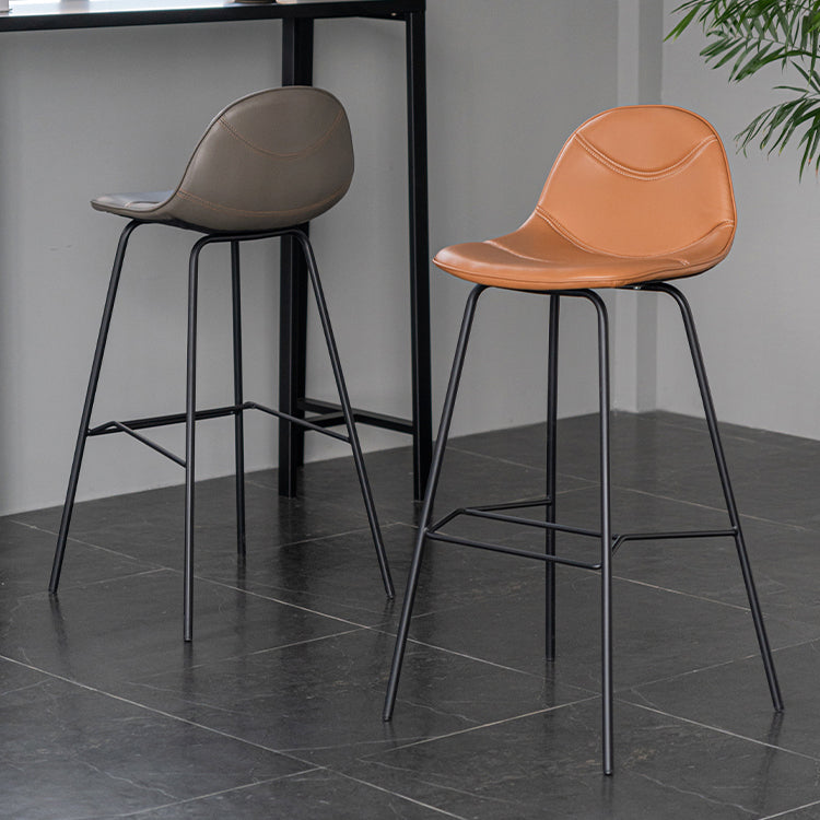 Minimalist Style Leather Counter Stool Low Back Stools with Metal Legs Clearhalo 'Bar Furniture' 'Bar Stools' 'bar_stools' 'furn' 'furn_bar_stools' 'Furniture' 'furniture_bar_stools' 'Kitchen & Dining Furniture' 4780514