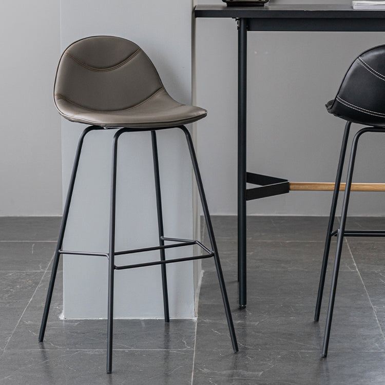 Minimalist Style Leather Counter Stool Low Back Stools with Metal Legs Clearhalo 'Bar Furniture' 'Bar Stools' 'bar_stools' 'furn' 'furn_bar_stools' 'Furniture' 'furniture_bar_stools' 'Kitchen & Dining Furniture' 4780519
