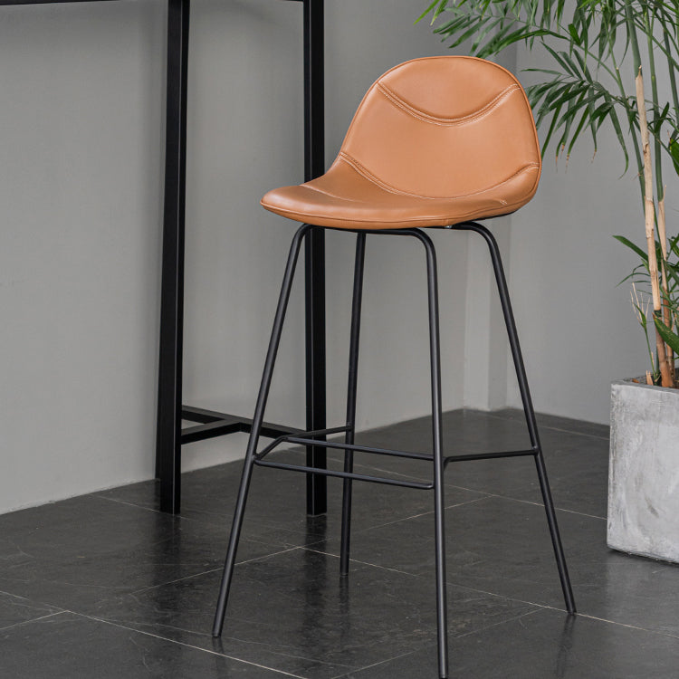 Minimalist Style Leather Counter Stool Low Back Stools with Metal Legs Clearhalo 'Bar Furniture' 'Bar Stools' 'bar_stools' 'furn' 'furn_bar_stools' 'Furniture' 'furniture_bar_stools' 'Kitchen & Dining Furniture' 4780521