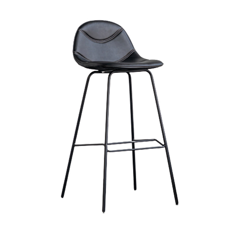 Minimalist Style Leather Counter Stool Low Back Stools with Metal Legs Clearhalo 'Bar Furniture' 'Bar Stools' 'bar_stools' 'furn' 'furn_bar_stools' 'Furniture' 'furniture_bar_stools' 'Kitchen & Dining Furniture' 4780526