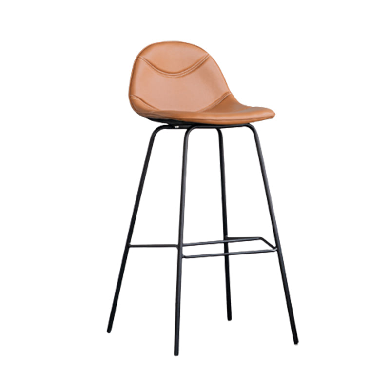 Minimalist Style Leather Counter Stool Low Back Stools with Metal Legs Clearhalo 'Bar Furniture' 'Bar Stools' 'bar_stools' 'furn' 'furn_bar_stools' 'Furniture' 'furniture_bar_stools' 'Kitchen & Dining Furniture' 4780527
