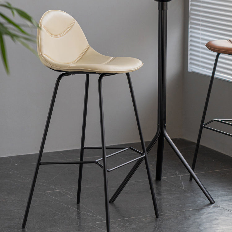 Minimalist Style Leather Counter Stool Low Back Stools with Metal Legs Clearhalo 'Bar Furniture' 'Bar Stools' 'bar_stools' 'furn' 'furn_bar_stools' 'Furniture' 'furniture_bar_stools' 'Kitchen & Dining Furniture' 4780528