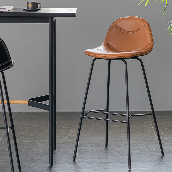 Minimalist Style Leather Counter Stool Low Back Stools with Metal Legs Clearhalo 'Bar Furniture' 'Bar Stools' 'bar_stools' 'furn' 'furn_bar_stools' 'Furniture' 'furniture_bar_stools' 'Kitchen & Dining Furniture' 4780529