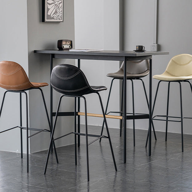 Minimalist Style Leather Counter Stool Low Back Stools with Metal Legs Clearhalo 'Bar Furniture' 'Bar Stools' 'bar_stools' 'furn' 'furn_bar_stools' 'Furniture' 'furniture_bar_stools' 'Kitchen & Dining Furniture' 4780531