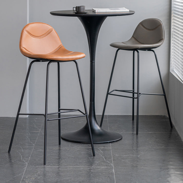 Minimalist Style Leather Counter Stool Low Back Stools with Metal Legs Clearhalo 'Bar Furniture' 'Bar Stools' 'bar_stools' 'furn' 'furn_bar_stools' 'Furniture' 'furniture_bar_stools' 'Kitchen & Dining Furniture' 4780532