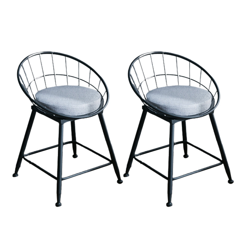 Nordic Style Bucket Counter Stools for Home Upholstered Bar Stools Black 2 Piece Set Short Stool(18"H) Clearhalo 'Bar Furniture' 'Bar Stools' 'bar_stools' 'furn' 'furn_bar_stools' 'Furniture' 'furniture_bar_stools' 'Kitchen & Dining Furniture' 4780536