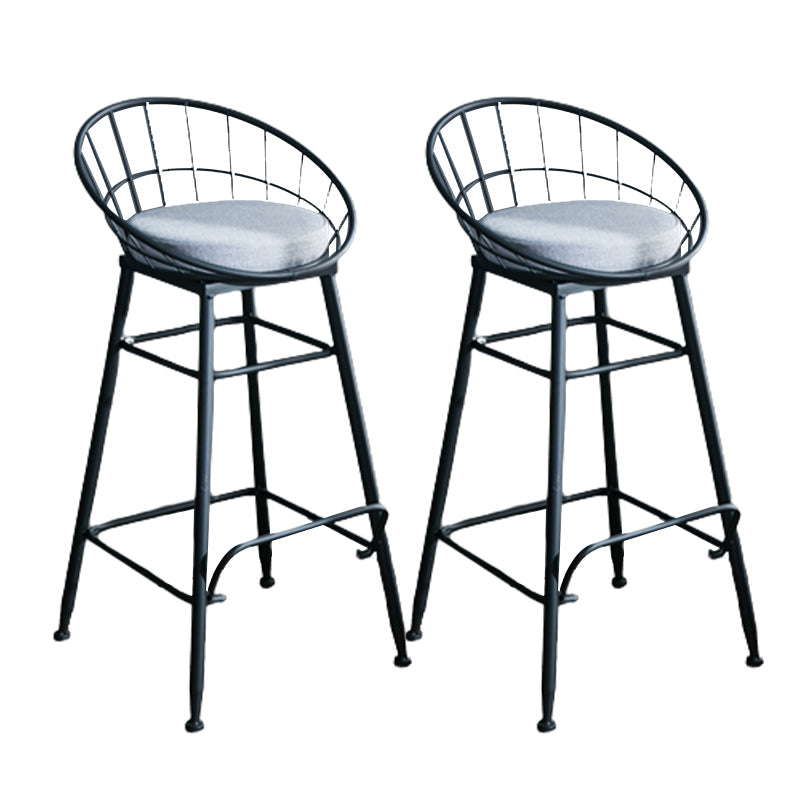 Nordic Style Bucket Counter Stools for Home Upholstered Bar Stools Black 2 Piece Set Bar Stool(30"H) Clearhalo 'Bar Furniture' 'Bar Stools' 'bar_stools' 'furn' 'furn_bar_stools' 'Furniture' 'furniture_bar_stools' 'Kitchen & Dining Furniture' 4780543