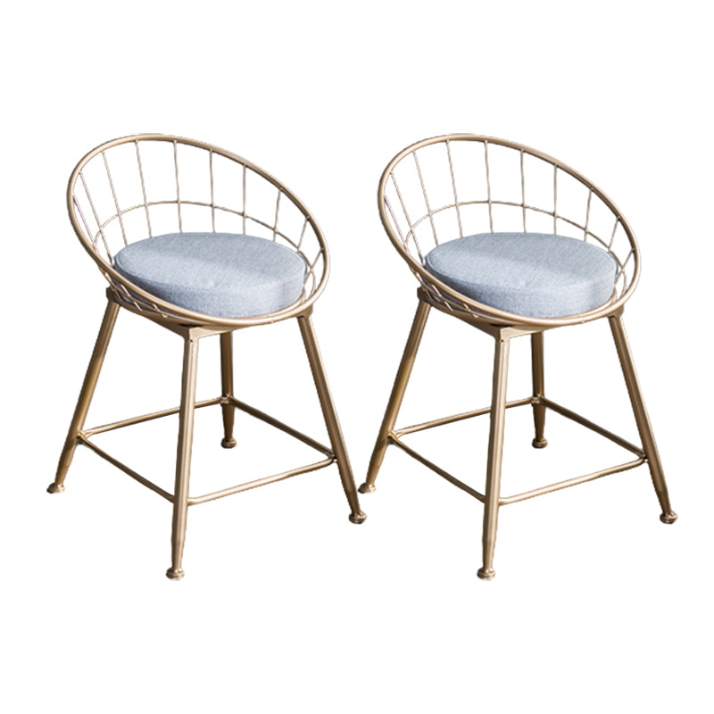 Nordic Style Bucket Counter Stools for Home Upholstered Bar Stools Gold 2 Piece Set Short Stool(18"H) Clearhalo 'Bar Furniture' 'Bar Stools' 'bar_stools' 'furn' 'furn_bar_stools' 'Furniture' 'furniture_bar_stools' 'Kitchen & Dining Furniture' 4780548