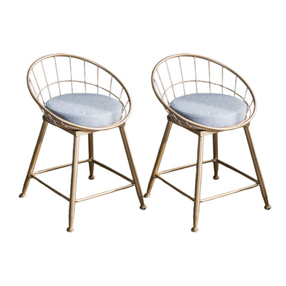Nordic Style Bucket Counter Stools for Home Upholstered Bar Stools Gold 2 Piece Set Short Stool(18"H) Clearhalo 'Bar Furniture' 'Bar Stools' 'bar_stools' 'furn' 'furn_bar_stools' 'Furniture' 'furniture_bar_stools' 'Kitchen & Dining Furniture' 4780548