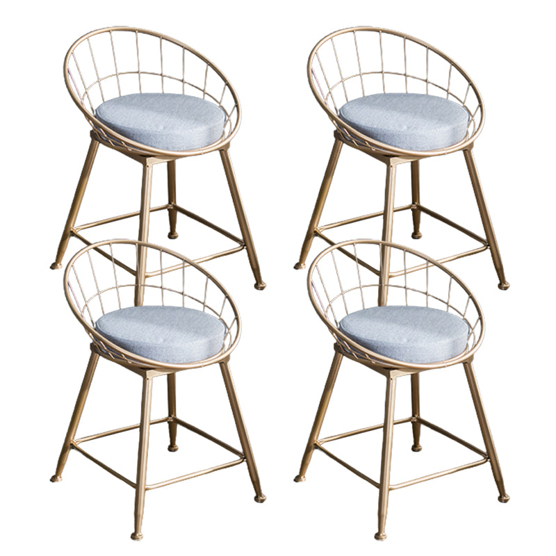 Nordic Style Bucket Counter Stools for Home Upholstered Bar Stools Gold 4 Piece Set Short Stool(18"H) Clearhalo 'Bar Furniture' 'Bar Stools' 'bar_stools' 'furn' 'furn_bar_stools' 'Furniture' 'furniture_bar_stools' 'Kitchen & Dining Furniture' 4780549