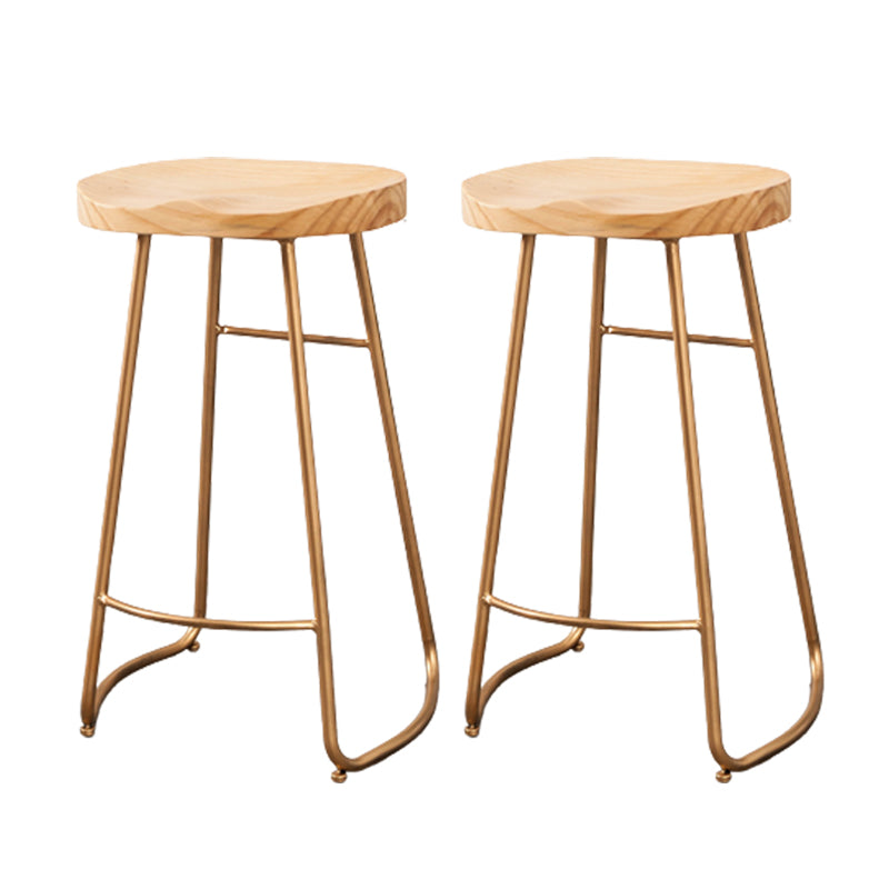 Contemporary Rectangle Bar and Counter Stool Wood Stool with Sled Base Gold 2 Piece Set Clearhalo 'Bar Furniture' 'Bar Stools' 'bar_stools' 'furn' 'furn_bar_stools' 'Furniture' 'furniture_bar_stools' 'Kitchen & Dining Furniture' 4780567