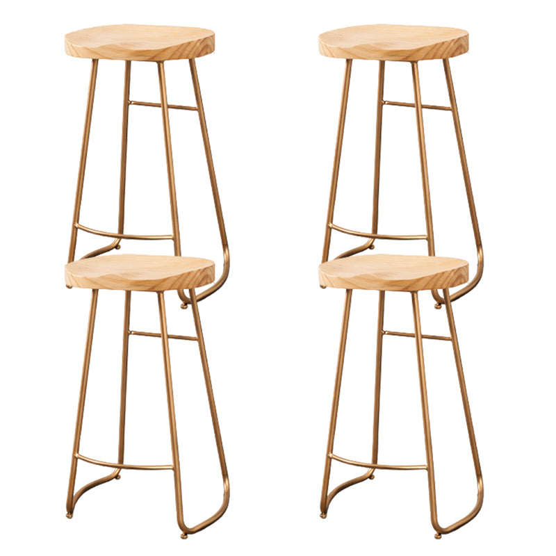 Contemporary Rectangle Bar and Counter Stool Wood Stool with Sled Base Gold 4 Piece Set Clearhalo 'Bar Furniture' 'Bar Stools' 'bar_stools' 'furn' 'furn_bar_stools' 'Furniture' 'furniture_bar_stools' 'Kitchen & Dining Furniture' 4780569