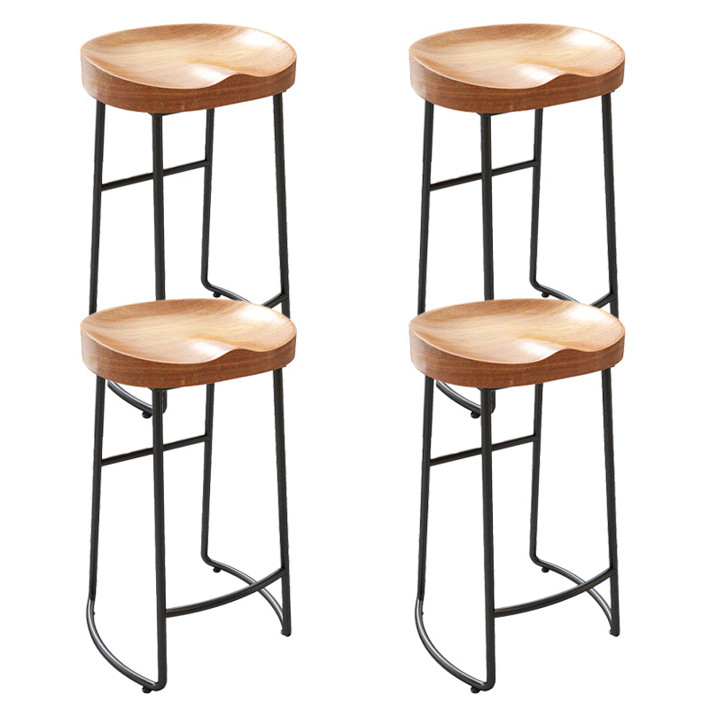 Contemporary Rectangle Bar and Counter Stool Wood Stool with Sled Base Black 4 Piece Set Clearhalo 'Bar Furniture' 'Bar Stools' 'bar_stools' 'furn' 'furn_bar_stools' 'Furniture' 'furniture_bar_stools' 'Kitchen & Dining Furniture' 4780575