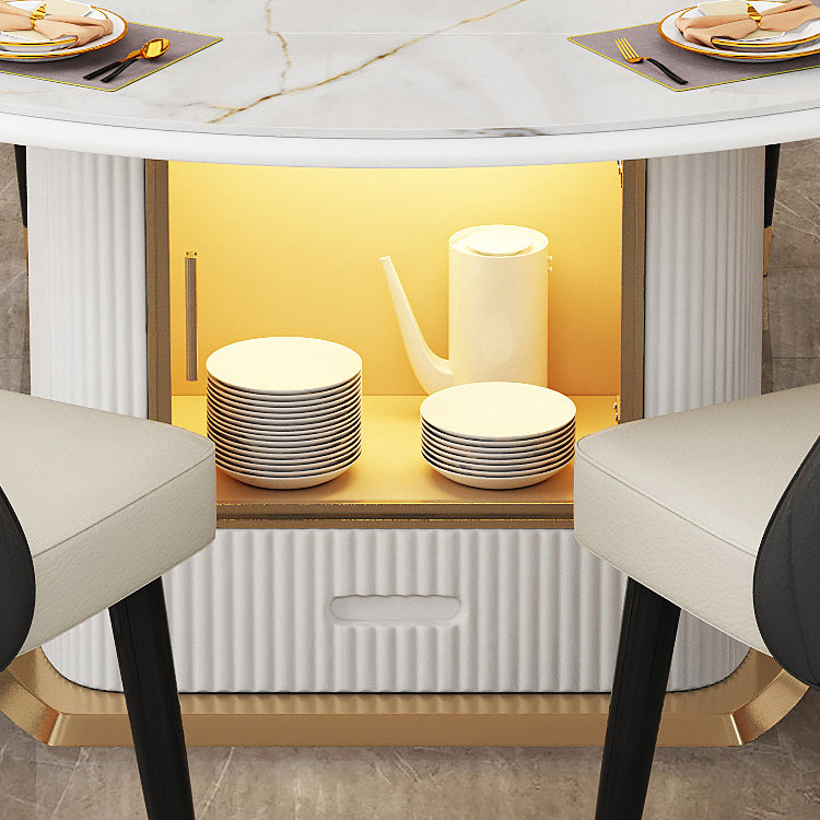 Glam 1/4/7/9 Pieces Scalable Dinette Set with Sintered Stone Top Round Dining Table Set Clearhalo 'Dining Room Sets' 'Dining Tables & Seating' 'dining_room_set' 'furn' 'furn_dining_room_set' 'Furniture' 'furniture_dining_room_set' 'Kitchen & Dining Furniture' 4780595