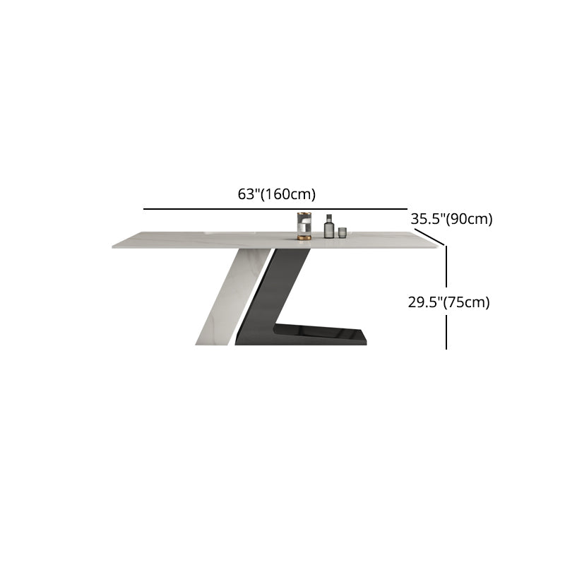 Designer Style 1/2/5/7 Pieces Sintered Stone Dining Set Rectangle White Table with Chairs Clearhalo 'Dining Room Sets' 'Dining Tables & Seating' 'dining_room_set' 'furn' 'furn_dining_room_set' 'Furniture' 'furniture_dining_room_set' 'Kitchen & Dining Furniture' 4780637