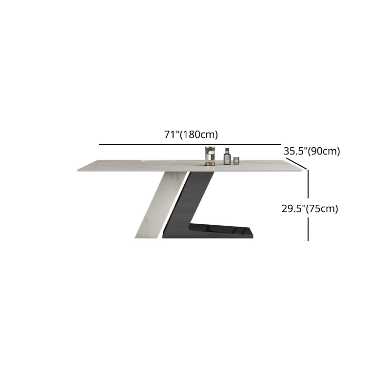 Designer Style 1/2/5/7 Pieces Sintered Stone Dining Set Rectangle White Table with Chairs Clearhalo 'Dining Room Sets' 'Dining Tables & Seating' 'dining_room_set' 'furn' 'furn_dining_room_set' 'Furniture' 'furniture_dining_room_set' 'Kitchen & Dining Furniture' 4780638
