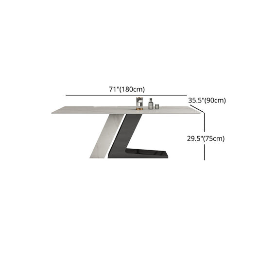 Designer Style 1/2/5/7 Pieces Sintered Stone Dining Set Rectangle White Table with Chairs Clearhalo 'Dining Room Sets' 'Dining Tables & Seating' 'dining_room_set' 'furn' 'furn_dining_room_set' 'Furniture' 'furniture_dining_room_set' 'Kitchen & Dining Furniture' 4780638