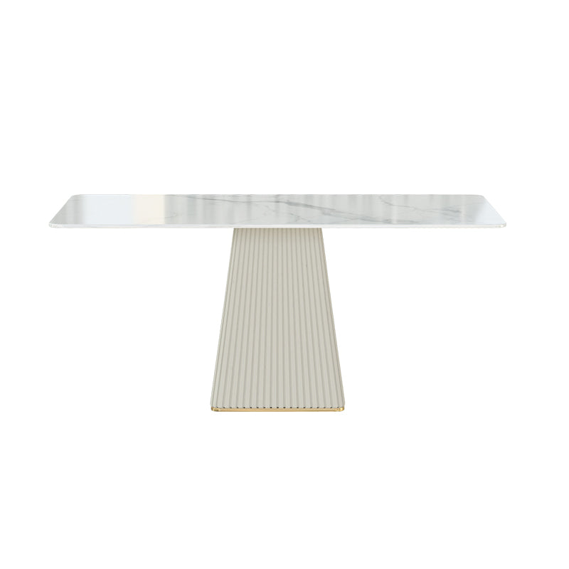 Nordic Sintered Stone Top Dining Set Rectangle 1/2/5/7 Pieces Dining Table with Chairs White 70.9"L x 35.4"W Clearhalo 'Dining Room Sets' 'Dining Tables & Seating' 'dining_room_set' 'furn' 'furn_dining_room_set' 'Furniture' 'furniture_dining_room_set' 'Kitchen & Dining Furniture' 4780641