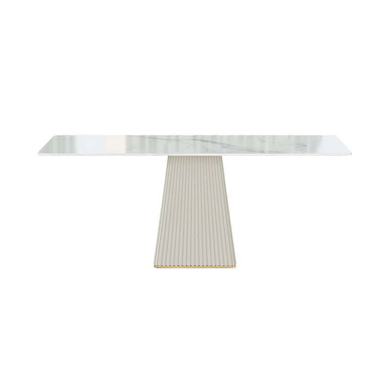 Nordic Sintered Stone Top Dining Set Rectangle 1/2/5/7 Pieces Dining Table with Chairs Matte White 71"L x 35"W Clearhalo 'Dining Room Sets' 'Dining Tables & Seating' 'dining_room_set' 'furn' 'furn_dining_room_set' 'Furniture' 'furniture_dining_room_set' 'Kitchen & Dining Furniture' 4780642