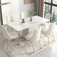 Nordic Sintered Stone Top Dining Set Rectangle 1/2/5/7 Pieces Dining Table with Chairs 7 Pieces: Table, 6 White Chairs Clearhalo 'Dining Room Sets' 'Dining Tables & Seating' 'dining_room_set' 'furn' 'furn_dining_room_set' 'Furniture' 'furniture_dining_room_set' 'Kitchen & Dining Furniture' 4780650