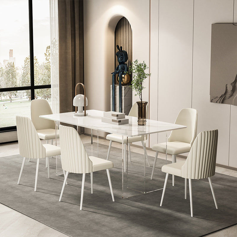 Designer Style Sintered Stone Dining Set Rectangle 1/5/7 Pieces Dining Table with Chairs Clearhalo 'Dining Room Sets' 'Dining Tables & Seating' 'dining_room_set' 'furn' 'furn_dining_room_set' 'Furniture' 'furniture_dining_room_set' 'Kitchen & Dining Furniture' 4780667