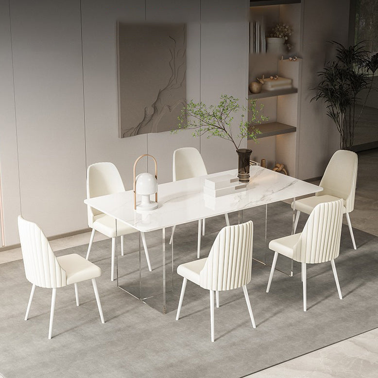 Designer Style Sintered Stone Dining Set Rectangle 1/5/7 Pieces Dining Table with Chairs Clearhalo 'Dining Room Sets' 'Dining Tables & Seating' 'dining_room_set' 'furn' 'furn_dining_room_set' 'Furniture' 'furniture_dining_room_set' 'Kitchen & Dining Furniture' 4780673