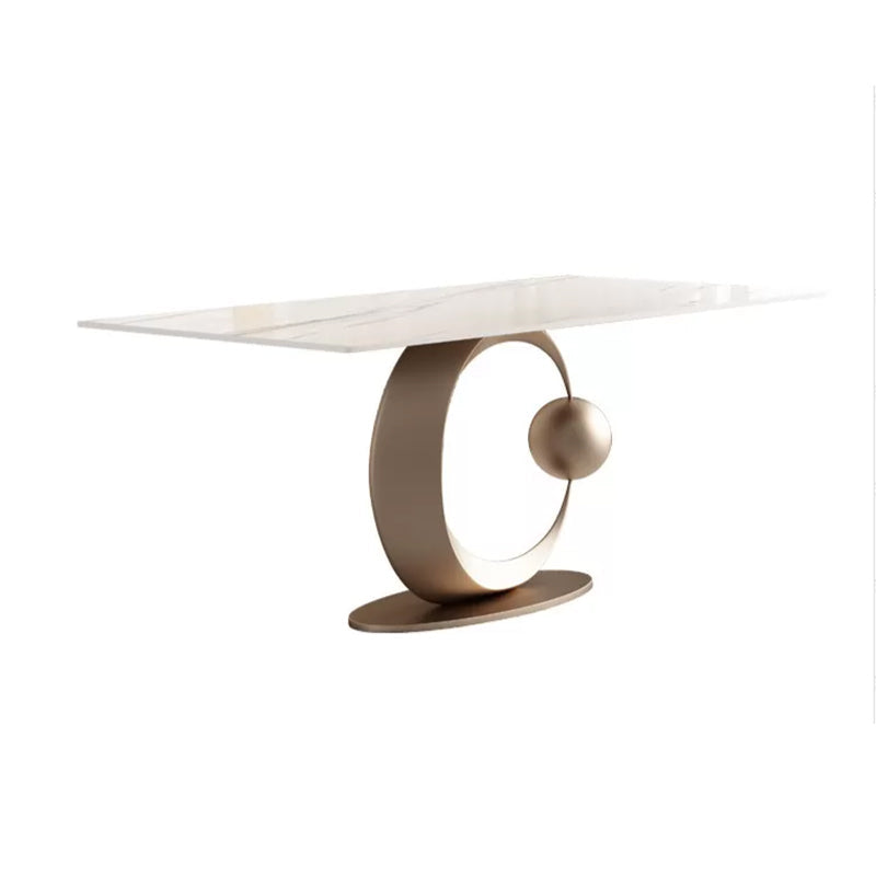 Luxury Sintered Stone Top Dining Set 1/4/5/7 Pieces Rectangle Dining Table with Chairs White 70.9"L x 35.4"W Clearhalo 'Dining Room Sets' 'Dining Tables & Seating' 'dining_room_set' 'furn' 'furn_dining_room_set' 'Furniture' 'furniture_dining_room_set' 'Kitchen & Dining Furniture' 4780680