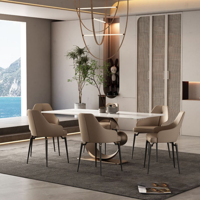 Luxury Sintered Stone Top Dining Set 1/4/5/7 Pieces Rectangle Dining Table with Chairs Clearhalo 'Dining Room Sets' 'Dining Tables & Seating' 'dining_room_set' 'furn' 'furn_dining_room_set' 'Furniture' 'furniture_dining_room_set' 'Kitchen & Dining Furniture' 4780684