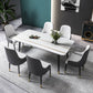 Designer Style Sintered Stone Dining Set 1/2/5/7 Pieces Rectangle Dining Table with Chairs 7 Pieces: White Table, 6 White Chairs Clearhalo 'Dining Room Sets' 'Dining Tables & Seating' 'dining_room_set' 'furn' 'furn_dining_room_set' 'Furniture' 'furniture_dining_room_set' 'Kitchen & Dining Furniture' 4780692
